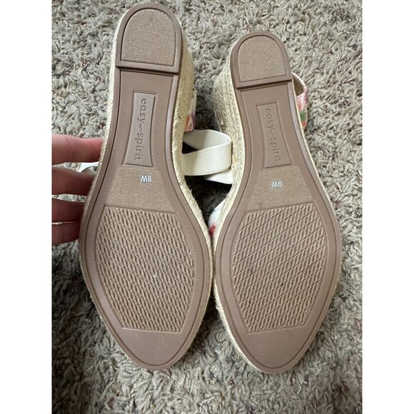 Easy Spirit Womens Floral Espadrille Meza Wedge Sandals 9 Beige/Fabric Upper NEW - Picture 4 of 7